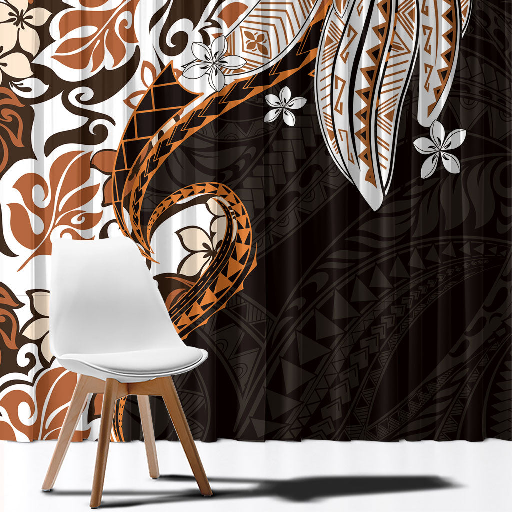 Monstera Plumeria Flowers Orange Window Curtain Polynesian Pattern LT01 - Polynesian Pride