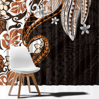 Monstera Plumeria Flowers Orange Window Curtain Polynesian Pattern LT01 - Polynesian Pride