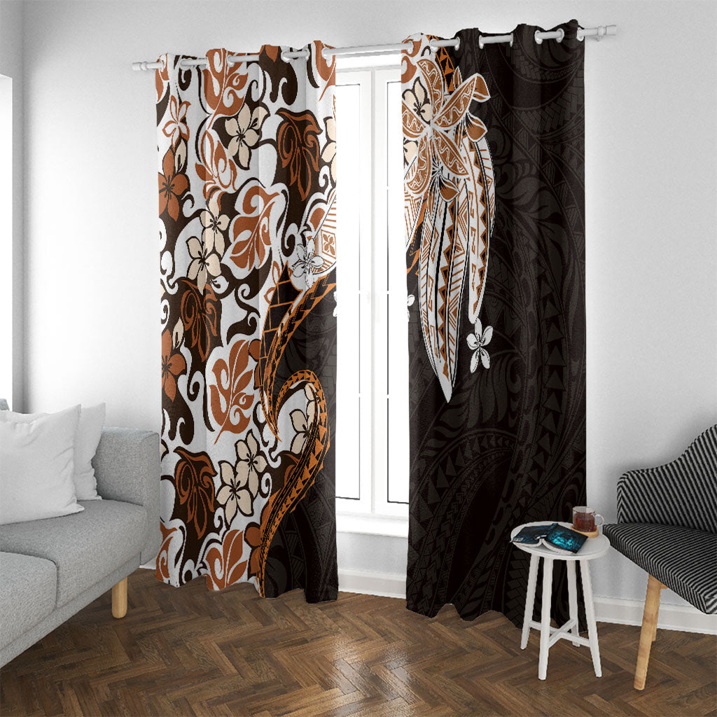 Monstera Plumeria Flowers Orange Window Curtain Polynesian Pattern LT01 With Grommets Orange - Polynesian Pride