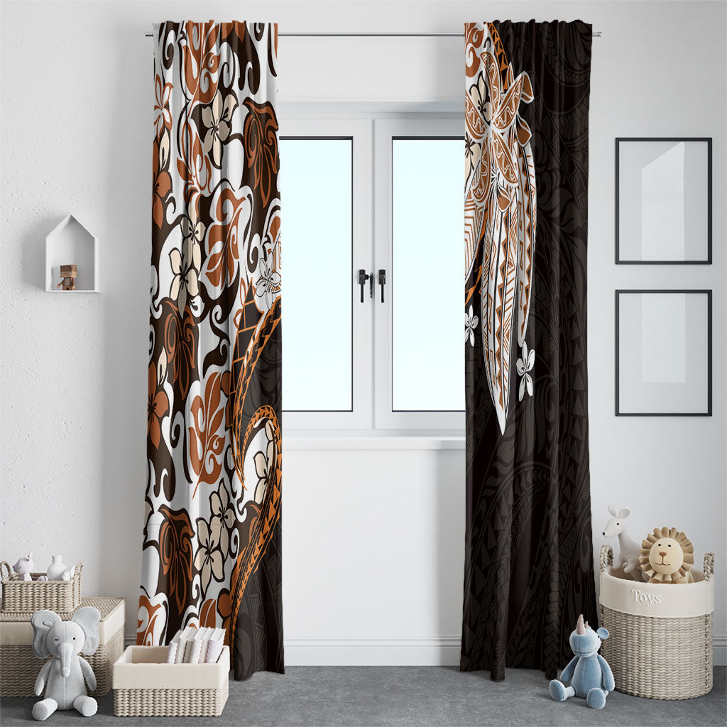 Monstera Plumeria Flowers Orange Window Curtain Polynesian Pattern LT01 - Polynesian Pride