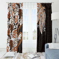 Monstera Plumeria Flowers Orange Window Curtain Polynesian Pattern LT01 - Polynesian Pride