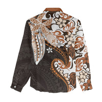 Monstera Plumeria Flowers Orange Women Casual Shirt Polynesian Pattern LT01 - Polynesian Pride
