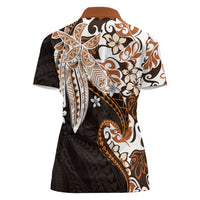 Monstera Plumeria Flowers Orange Women Polo Shirt Polynesian Pattern LT01 - Polynesian Pride