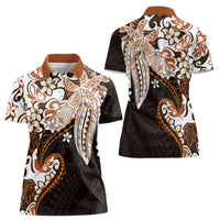 Monstera Plumeria Flowers Orange Women Polo Shirt Polynesian Pattern LT01 - Polynesian Pride
