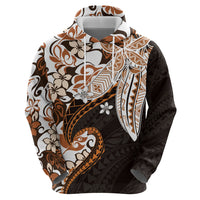 Monstera Plumeria Flowers Orange Zip Hoodie Polynesian Pattern