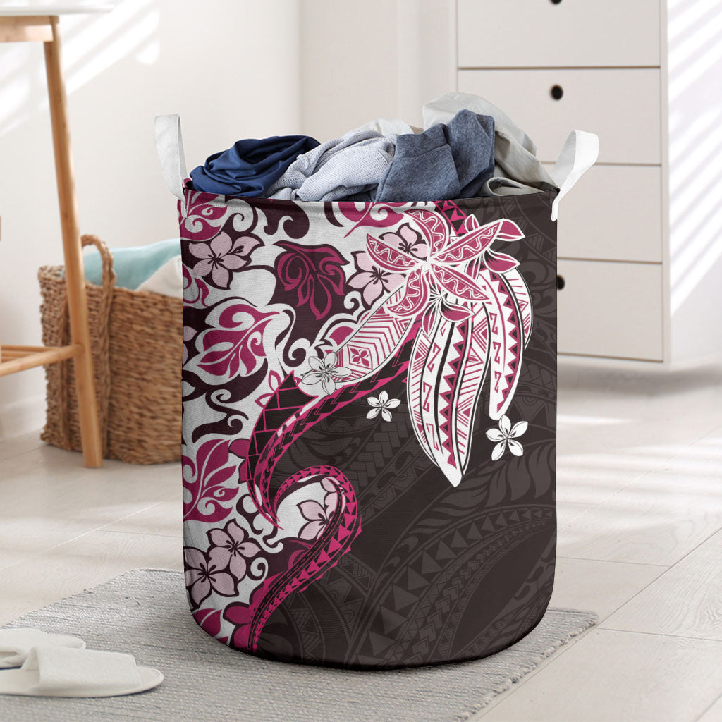 Monstera Plumeria Flowers Pink Laundry Basket Polynesian Pattern LT01 Pink - Polynesian Pride