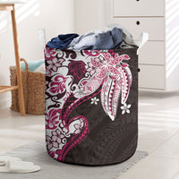 Monstera Plumeria Flowers Pink Laundry Basket Polynesian Pattern LT01 Pink - Polynesian Pride