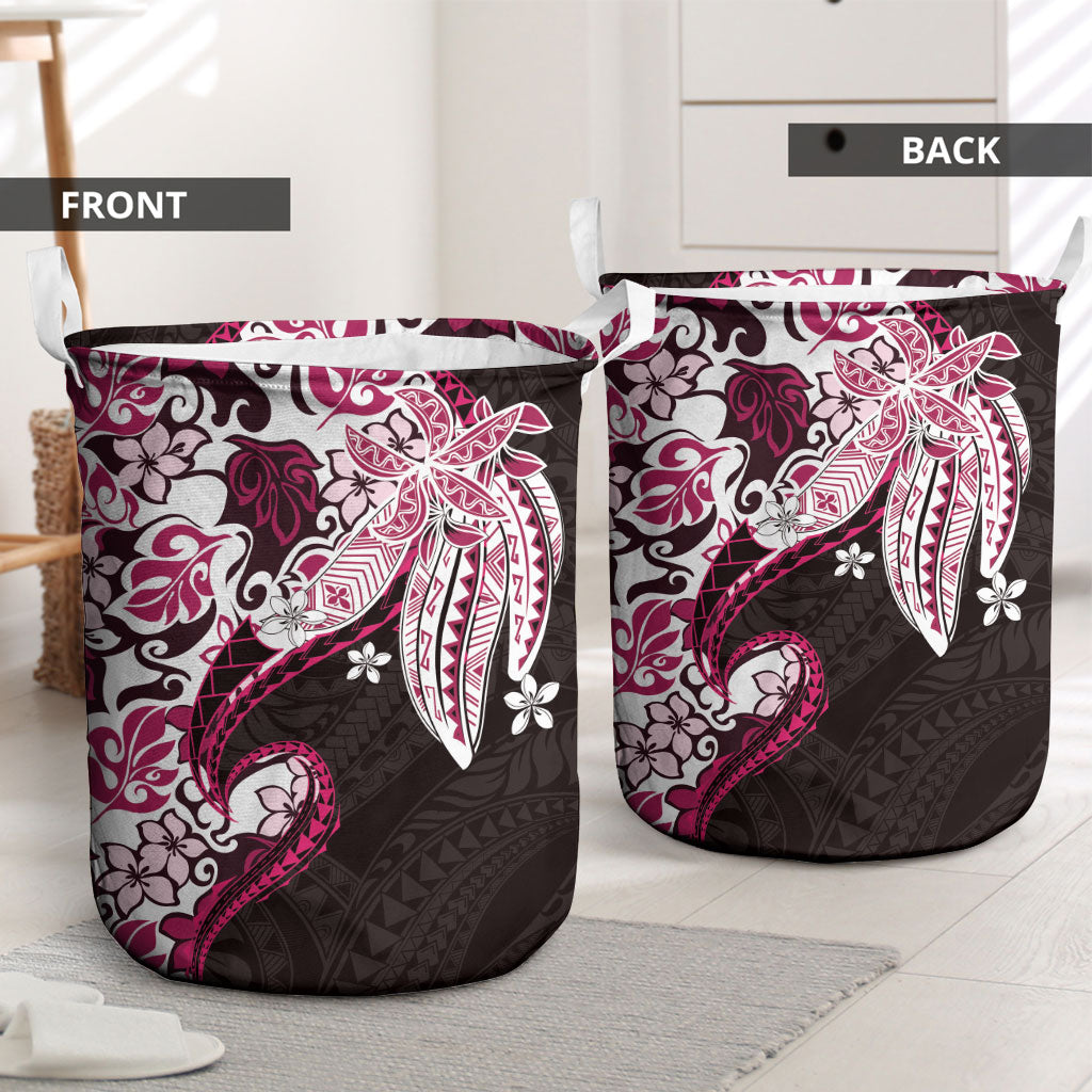 Monstera Plumeria Flowers Pink Laundry Basket Polynesian Pattern LT01 - Polynesian Pride