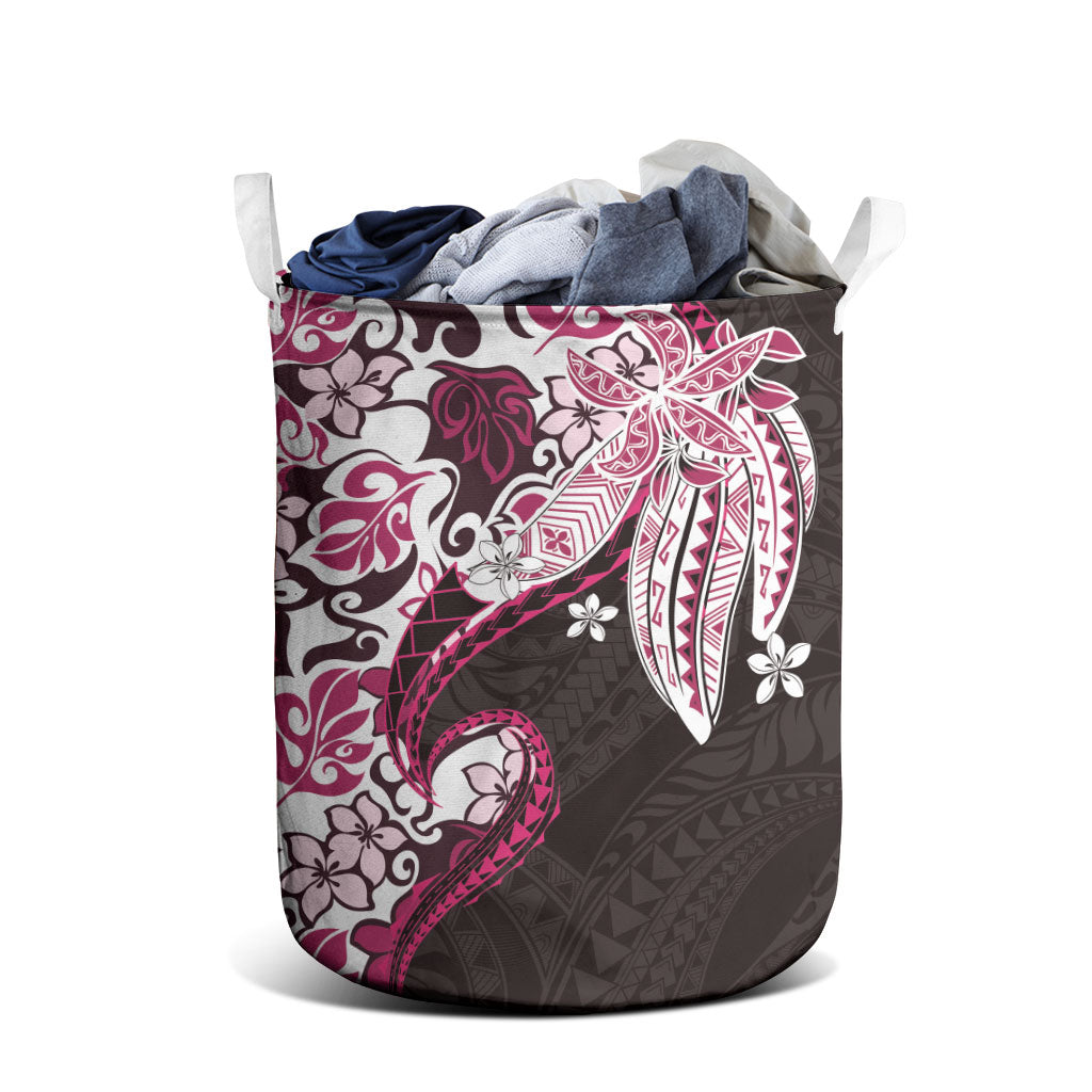 Monstera Plumeria Flowers Pink Laundry Basket Polynesian Pattern LT01 - Polynesian Pride