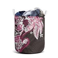 Monstera Plumeria Flowers Pink Laundry Basket Polynesian Pattern LT01 - Polynesian Pride