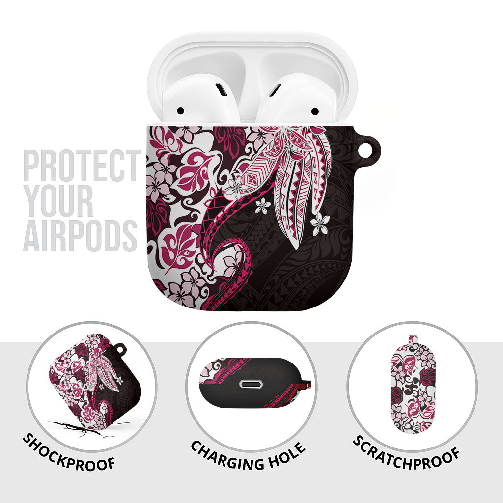 Monstera Plumeria Flowers Pink AirPods Case Polynesian Pattern LT01 - Polynesian Pride