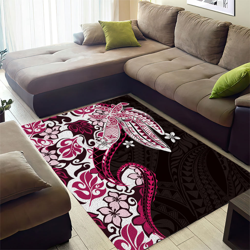 Monstera Plumeria Flowers Pink Area Rug Polynesian Pattern LT01 - Polynesian Pride