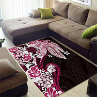 Monstera Plumeria Flowers Pink Area Rug Polynesian Pattern LT01 - Polynesian Pride