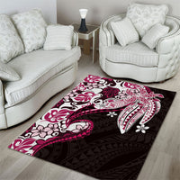 Monstera Plumeria Flowers Pink Area Rug Polynesian Pattern LT01 - Polynesian Pride
