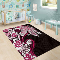 Monstera Plumeria Flowers Pink Area Rug Polynesian Pattern LT01 - Polynesian Pride