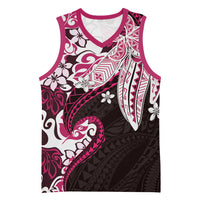 Monstera Plumeria Flowers Pink Basketball Jersey Polynesian Pattern LT01 Unisex Pink - Polynesian Pride