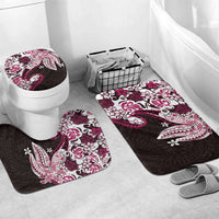 Monstera Plumeria Flowers Pink Bathroom Set Polynesian Pattern LT01 Mat Set Only (3 pcs) One Size Pink - Polynesian Pride