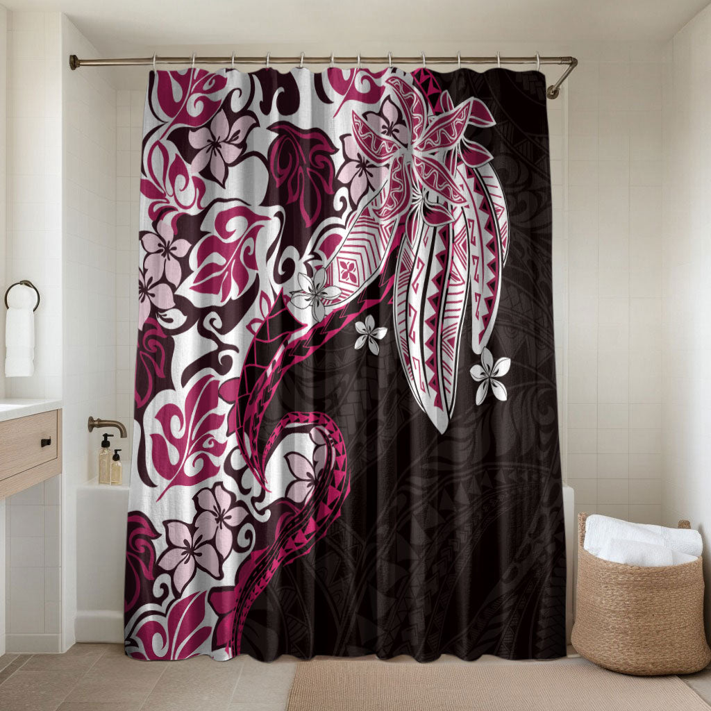Monstera Plumeria Flowers Pink Bathroom Set Polynesian Pattern LT01 Shower Curtain Only Pink - Polynesian Pride