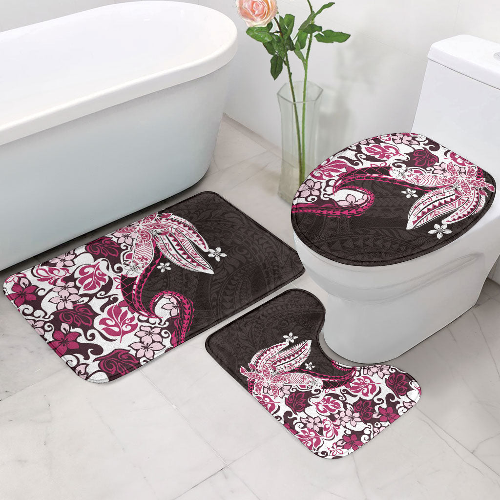 Monstera Plumeria Flowers Pink Bathroom Set Polynesian Pattern LT01 - Polynesian Pride