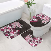 Monstera Plumeria Flowers Pink Bathroom Set Polynesian Pattern LT01 - Polynesian Pride