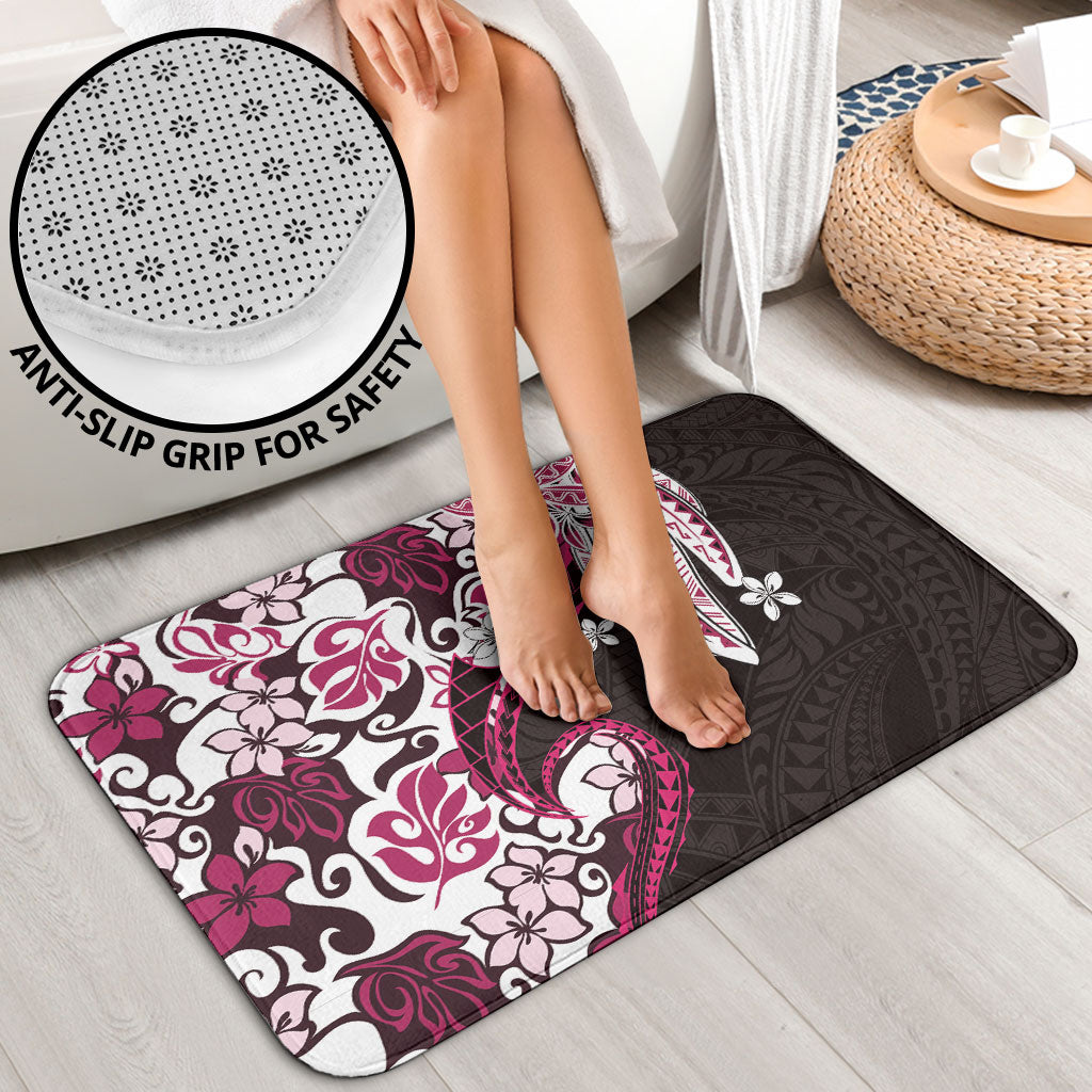Monstera Plumeria Flowers Pink Bathroom Set Polynesian Pattern LT01 - Polynesian Pride