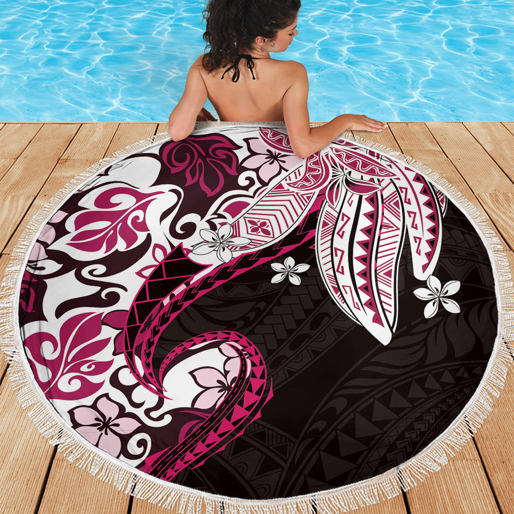 Monstera Plumeria Flowers Pink Beach Blanket Polynesian Pattern LT01 - Polynesian Pride