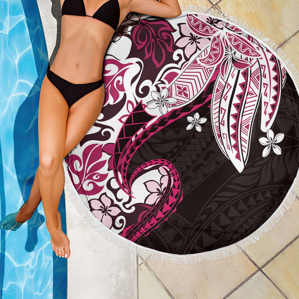 Monstera Plumeria Flowers Pink Beach Blanket Polynesian Pattern LT01 - Polynesian Pride