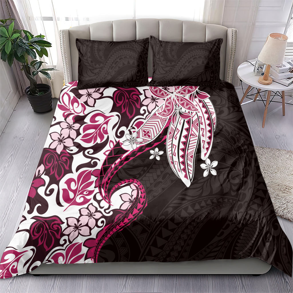 Monstera Plumeria Flowers Pink Bedding Set Polynesian Pattern LT01 - Polynesian Pride