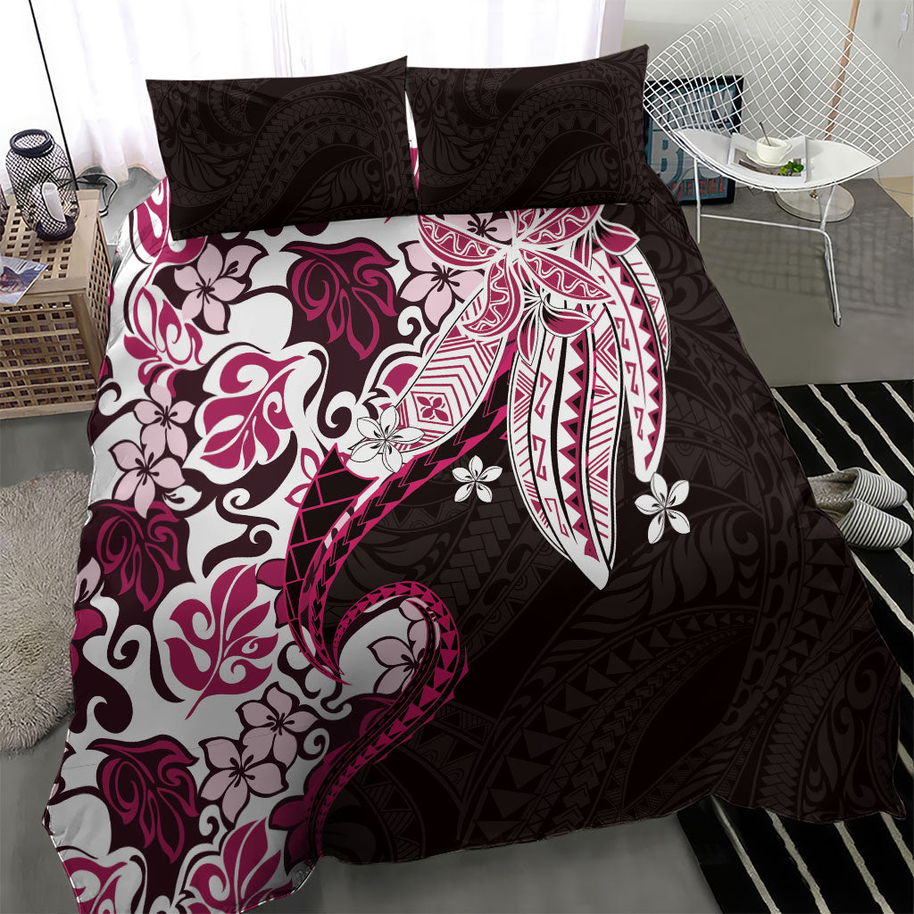 Monstera Plumeria Flowers Pink Bedding Set Polynesian Pattern LT01 - Polynesian Pride