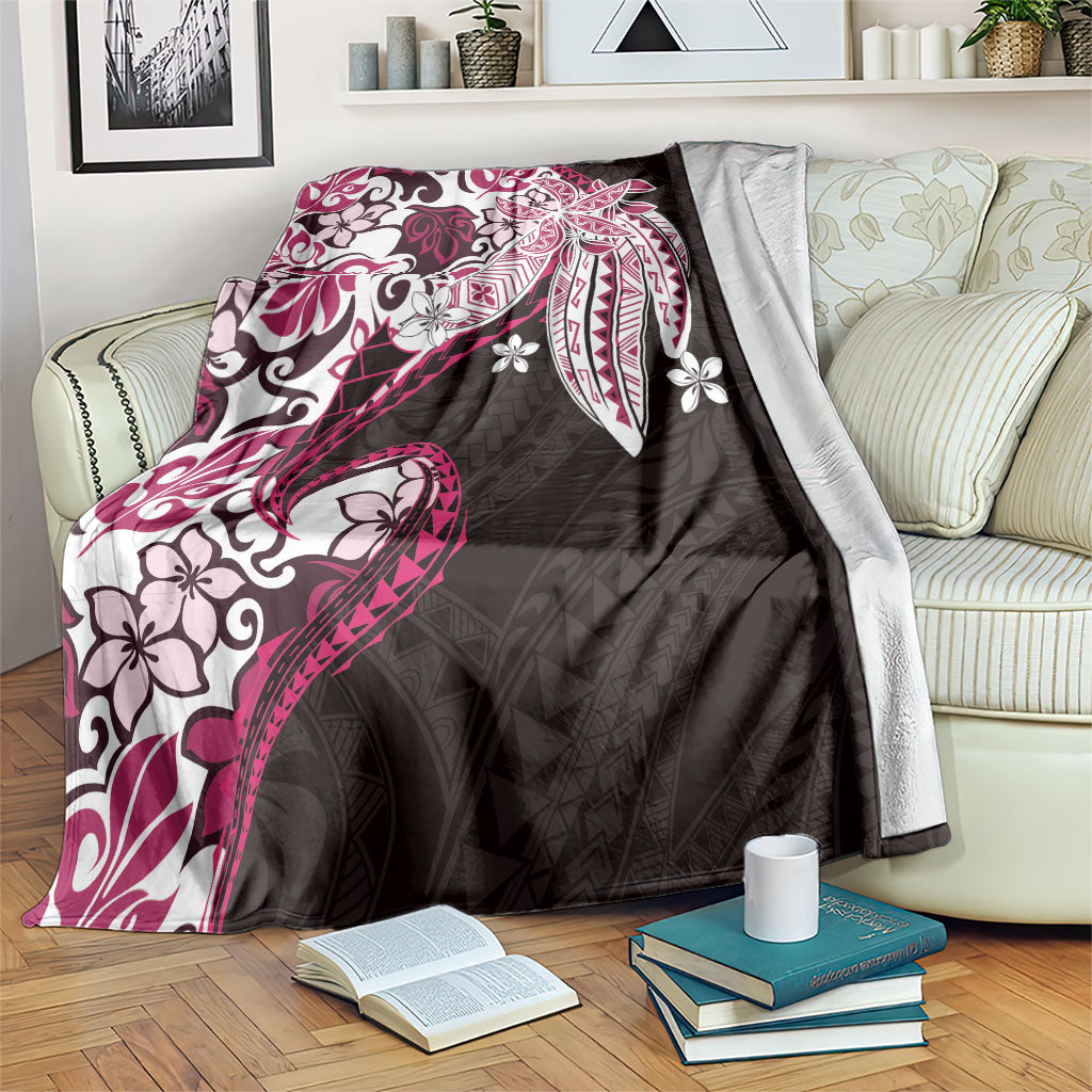 Monstera Plumeria Flowers Pink Blanket Polynesian Pattern LT01 Pink - Polynesian Pride