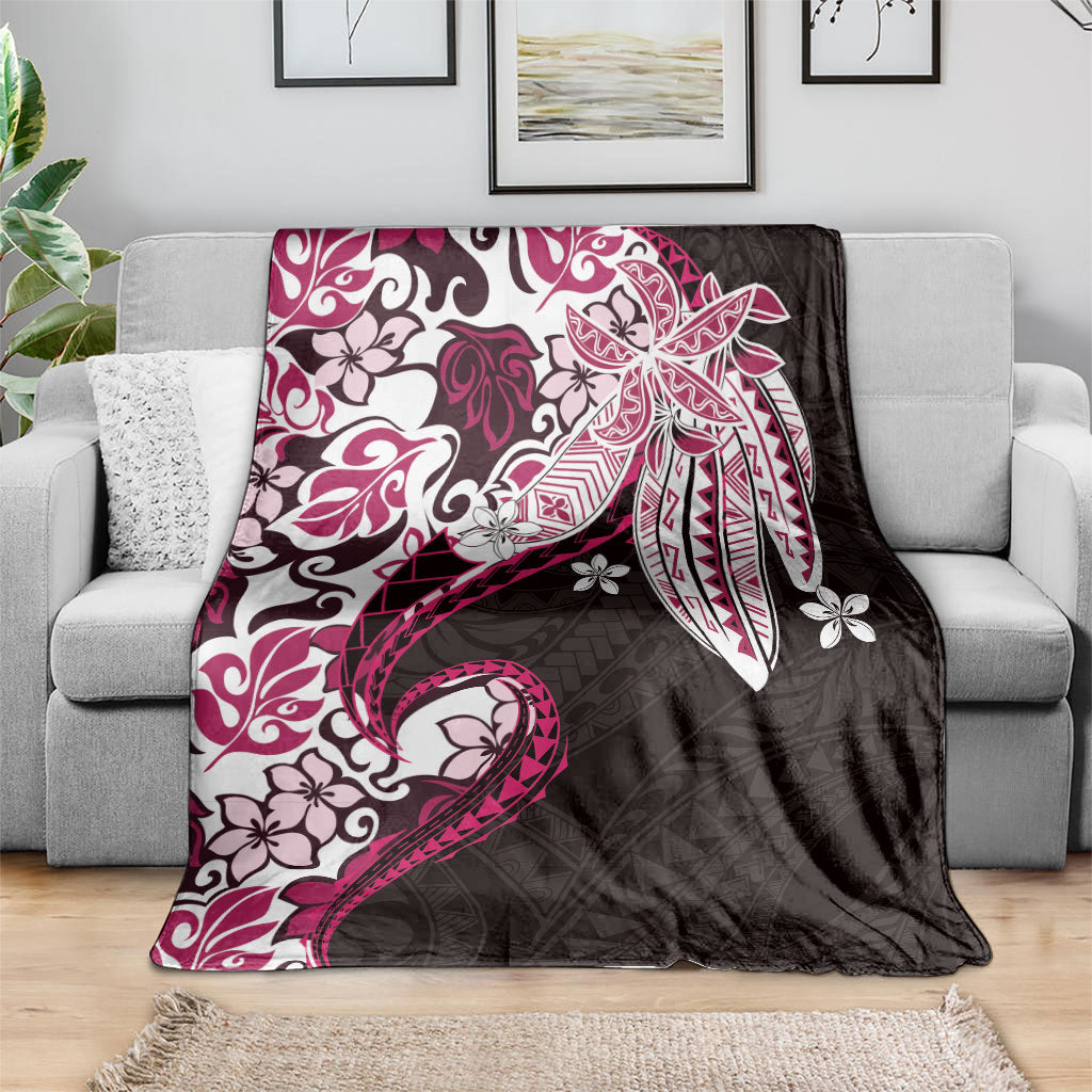 Monstera Plumeria Flowers Pink Blanket Polynesian Pattern LT01 - Polynesian Pride