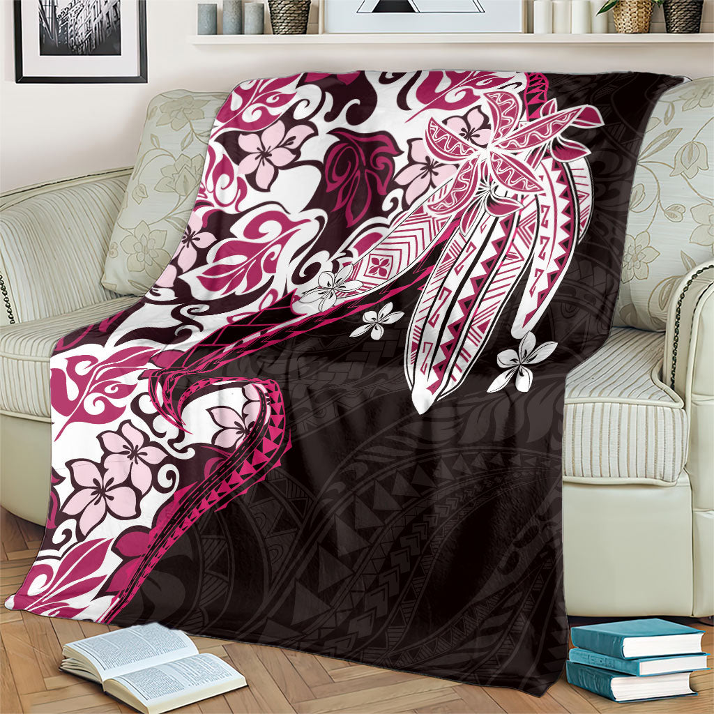 Monstera Plumeria Flowers Pink Blanket Polynesian Pattern LT01 - Polynesian Pride