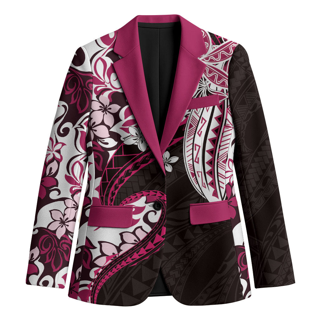 Monstera Plumeria Flowers Pink Blazer Polynesian Pattern LT01 Unisex Pink - Polynesian Pride
