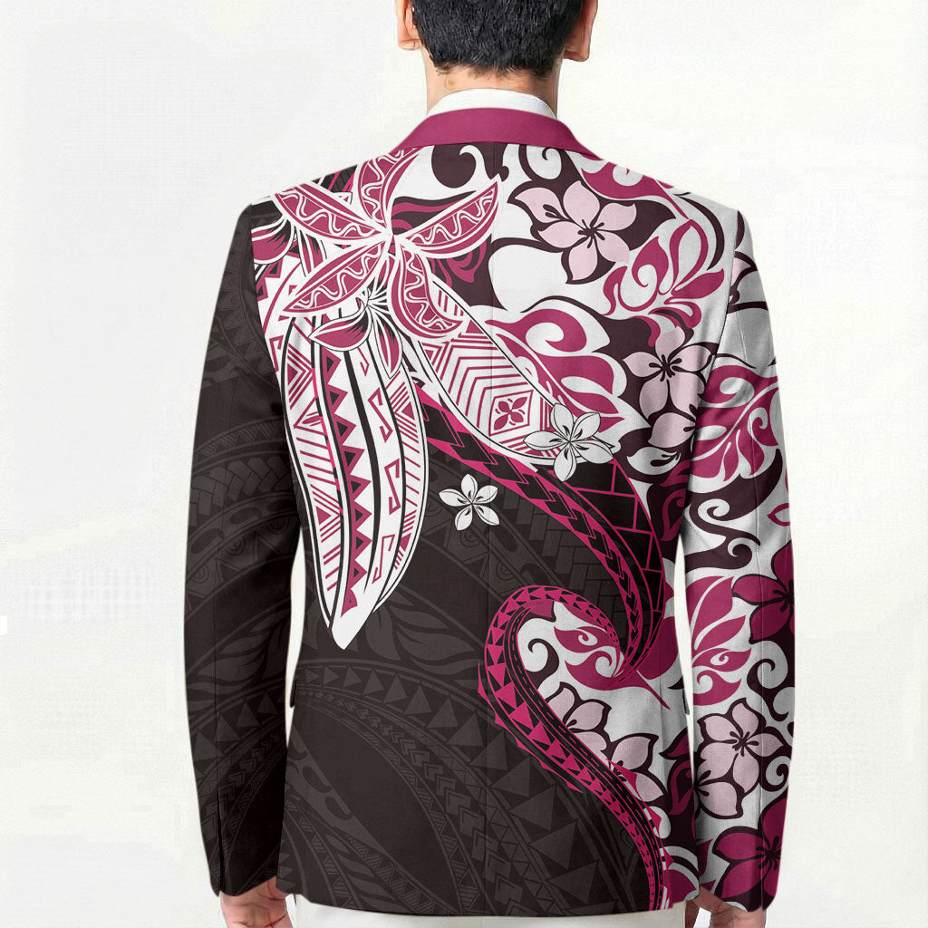 Monstera Plumeria Flowers Pink Blazer Polynesian Pattern LT01 - Polynesian Pride