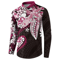 Monstera Plumeria Flowers Pink Button Sweatshirt Polynesian Pattern LT01 - Polynesian Pride