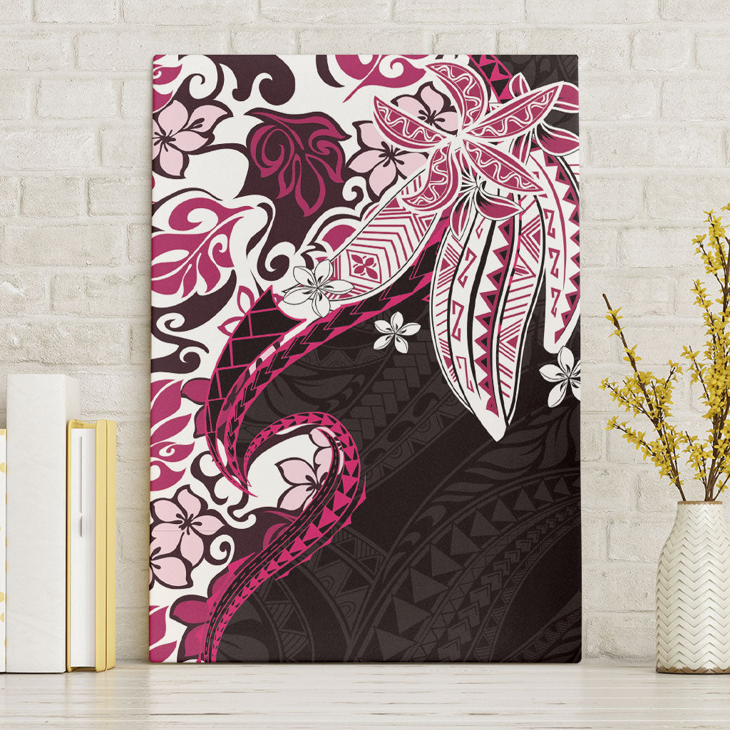 Monstera Plumeria Flowers Pink Canvas Wall Art Polynesian Pattern LT01 Without Frame Pink - Polynesian Pride