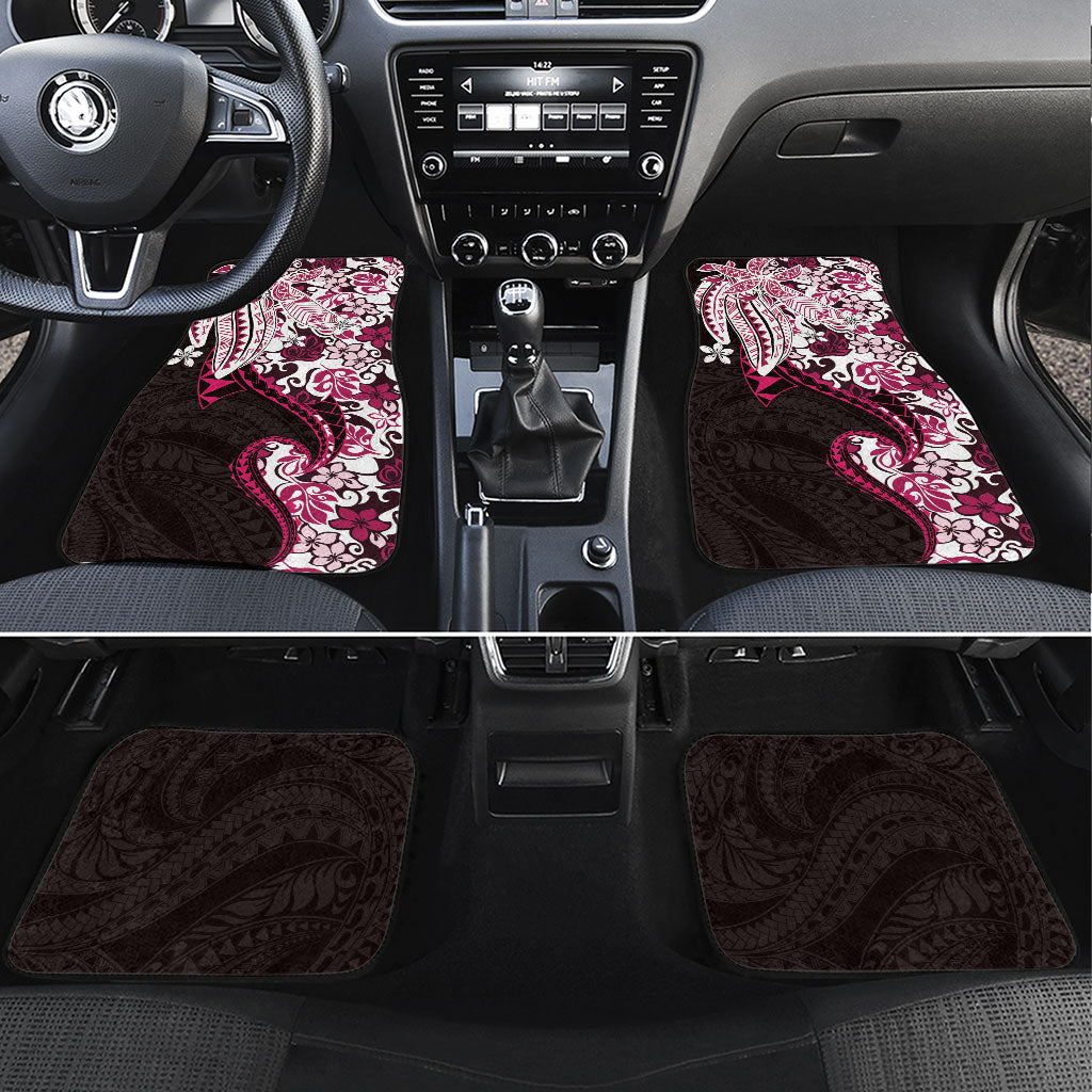 Monstera Plumeria Flowers Pink Car Mats Polynesian Pattern LT01 Set 4pcs Pink - Polynesian Pride