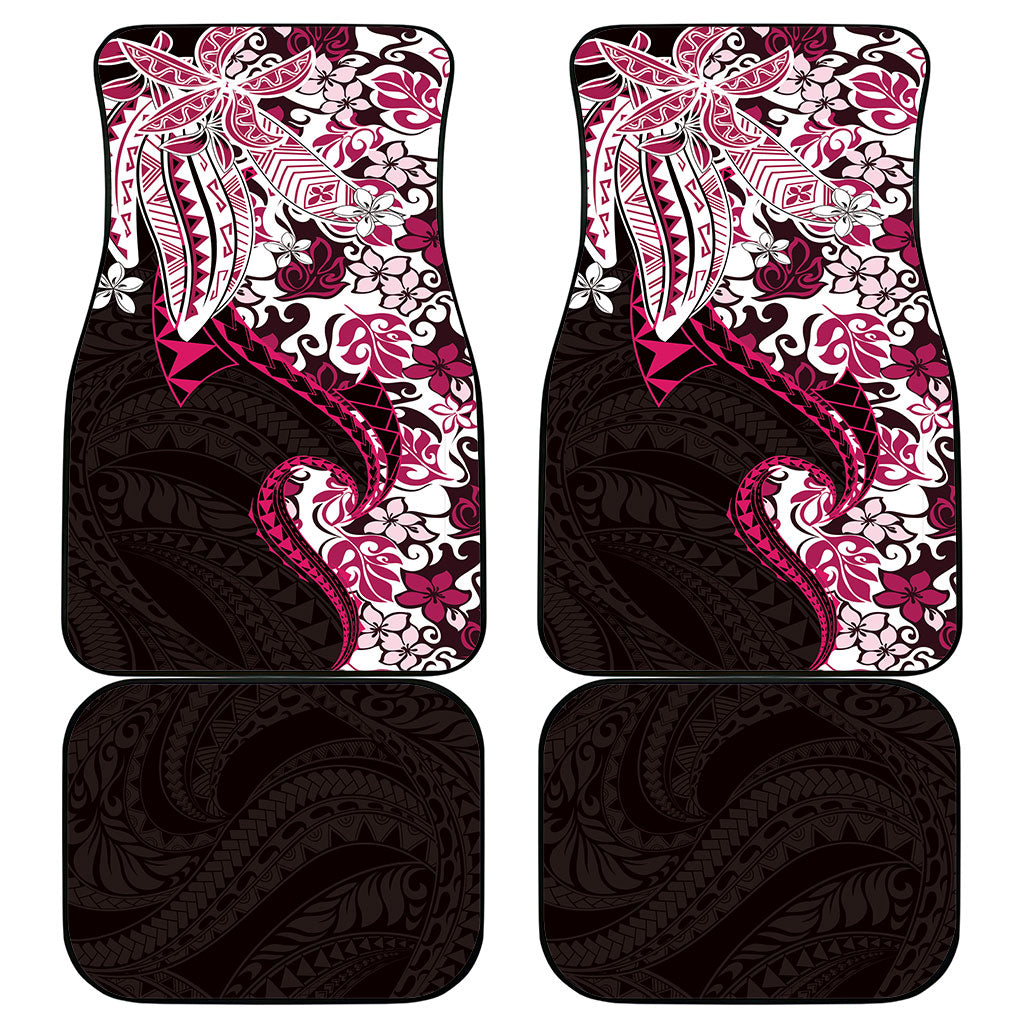 Monstera Plumeria Flowers Pink Car Mats Polynesian Pattern