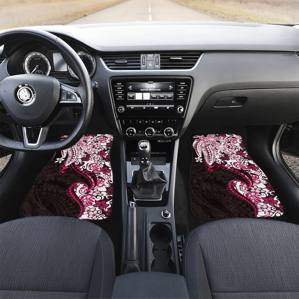 Monstera Plumeria Flowers Pink Car Mats Polynesian Pattern