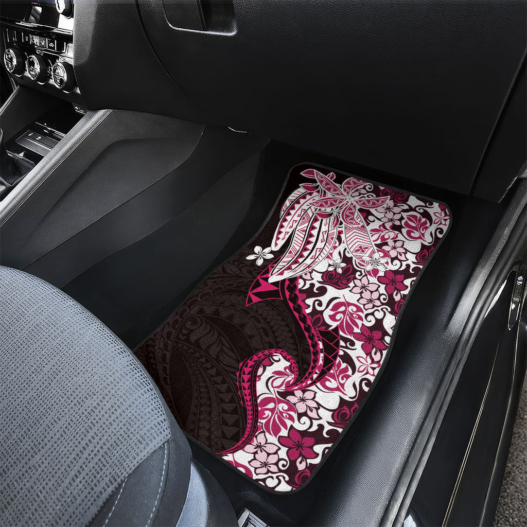 Monstera Plumeria Flowers Pink Car Mats Polynesian Pattern
