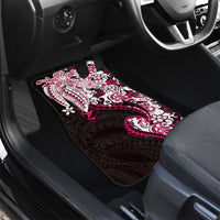 Monstera Plumeria Flowers Pink Car Mats Polynesian Pattern