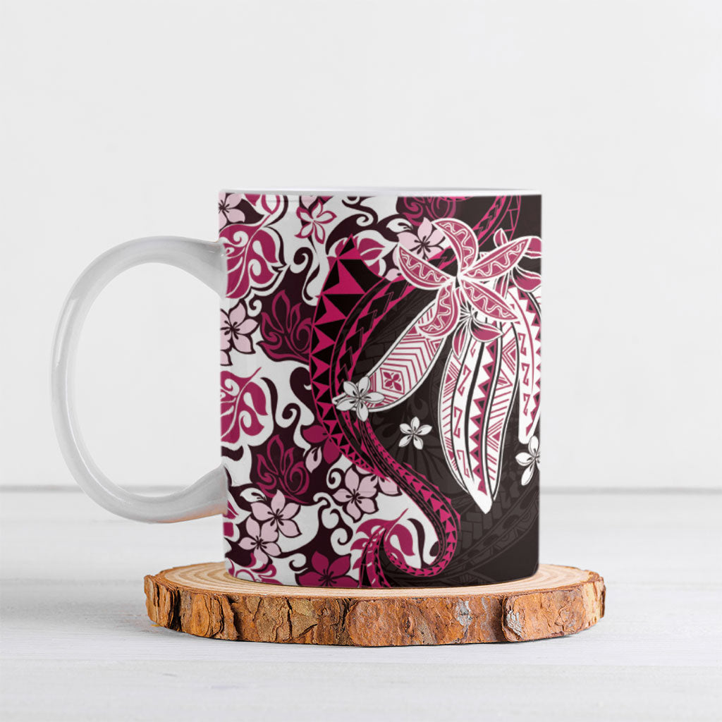 Monstera Plumeria Flowers Pink Ceramic Mug Polynesian Pattern LT01 Pink - Polynesian Pride