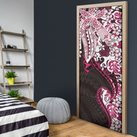 Monstera Plumeria Flowers Pink Door Cover Polynesian Pattern