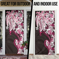 Monstera Plumeria Flowers Pink Door Cover Polynesian Pattern