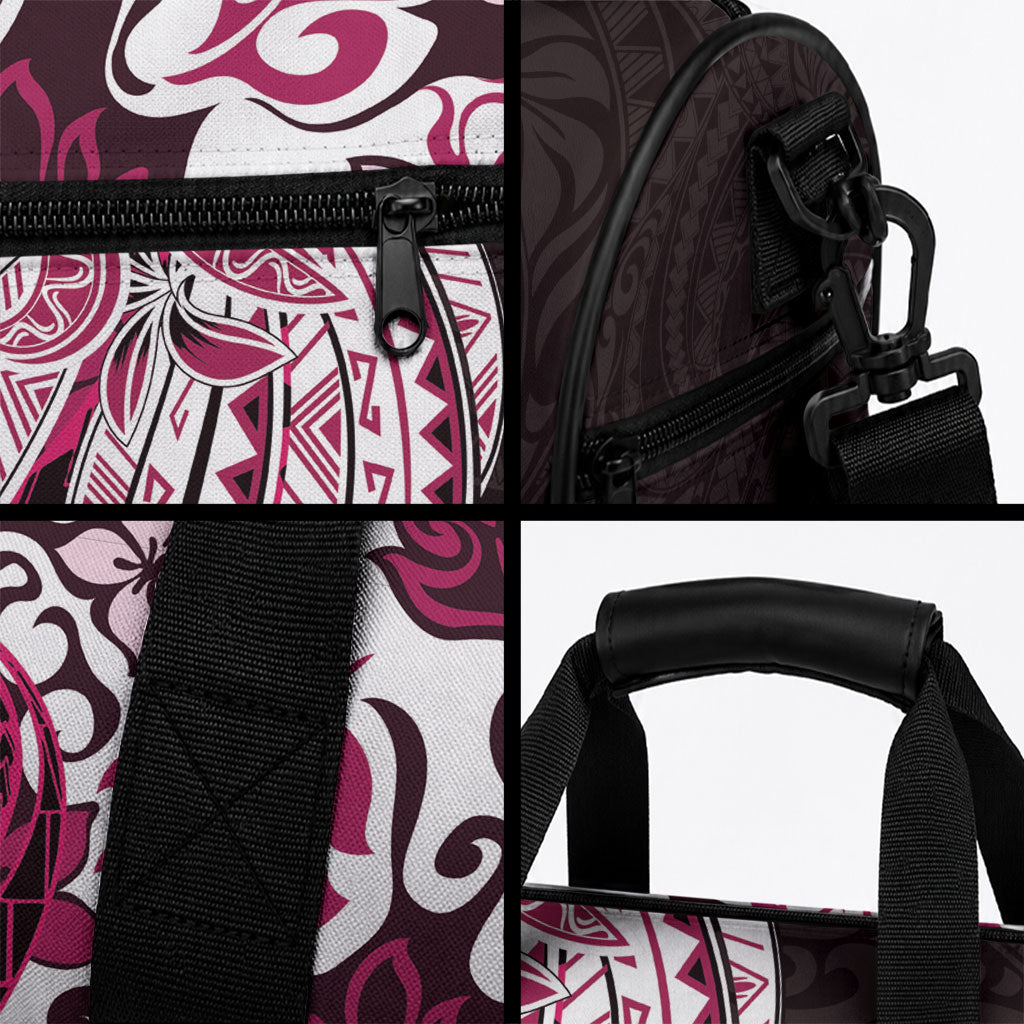 Monstera Plumeria Flowers Pink Duffle Bag Polynesian Pattern LT01 - Polynesian Pride