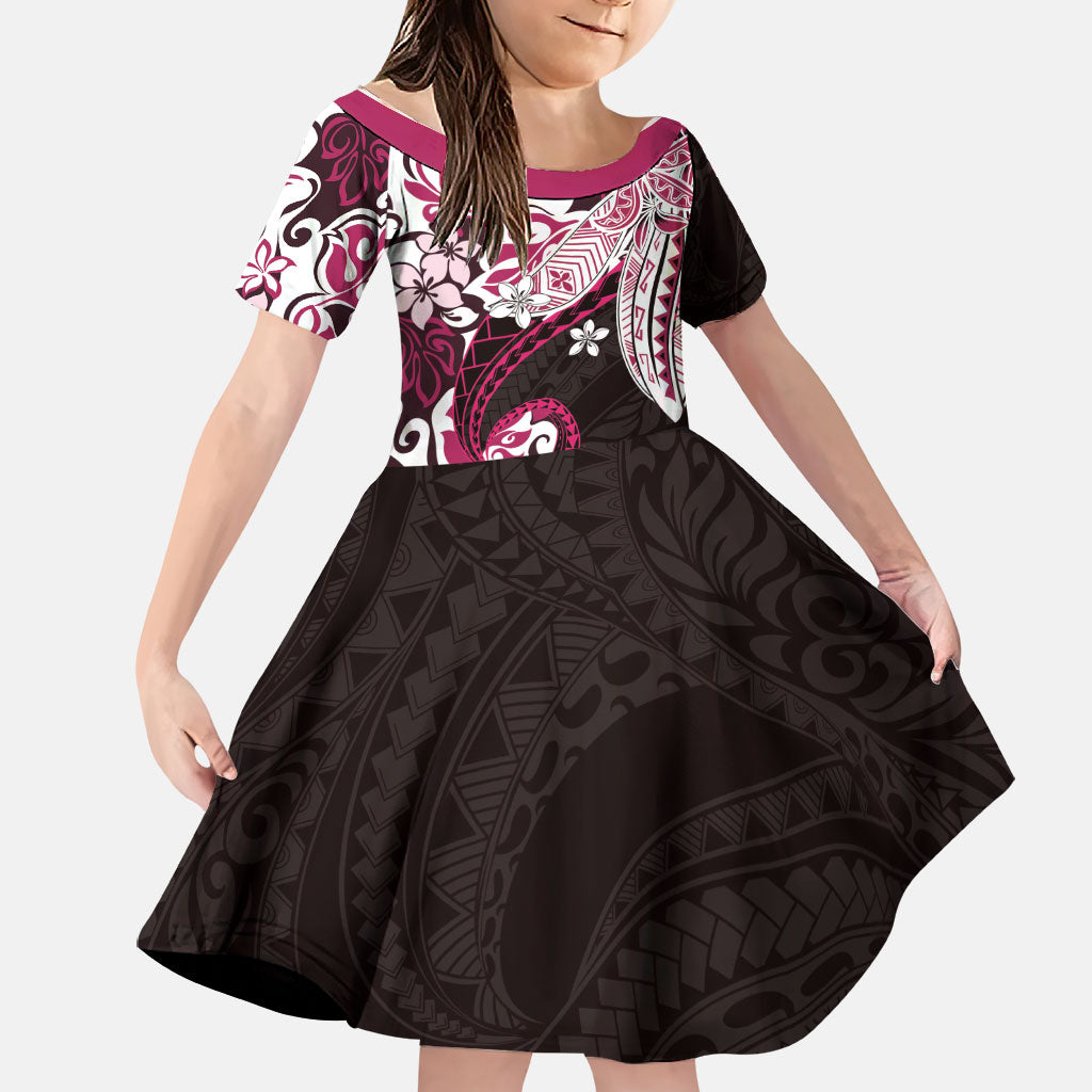 Monstera Plumeria Flowers Pink Family Matching Mermaid Dress and Hawaiian Shirt Polynesian Pattern
