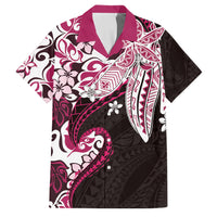 Monstera Plumeria Flowers Pink Family Matching Mermaid Dress and Hawaiian Shirt Polynesian Pattern