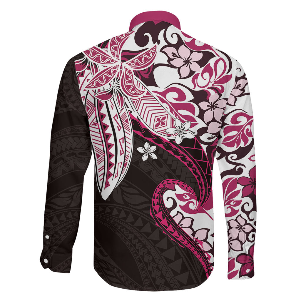 Monstera Plumeria Flowers Pink Family Matching Mermaid Dress and Hawaiian Shirt Polynesian Pattern