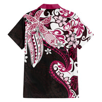 Monstera Plumeria Flowers Pink Family Matching Tank Maxi Dress and Hawaiian Shirt Polynesian Pattern
