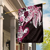 Monstera Plumeria Flowers Pink Garden Flag Polynesian Pattern LT01 House Flag Pink - Polynesian Pride